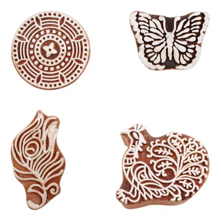 Set of 4 Piece New Mix Wooden Printing Block